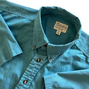 Cabela’s men’s short sleeve turquoise button down‎ shirt size XLT